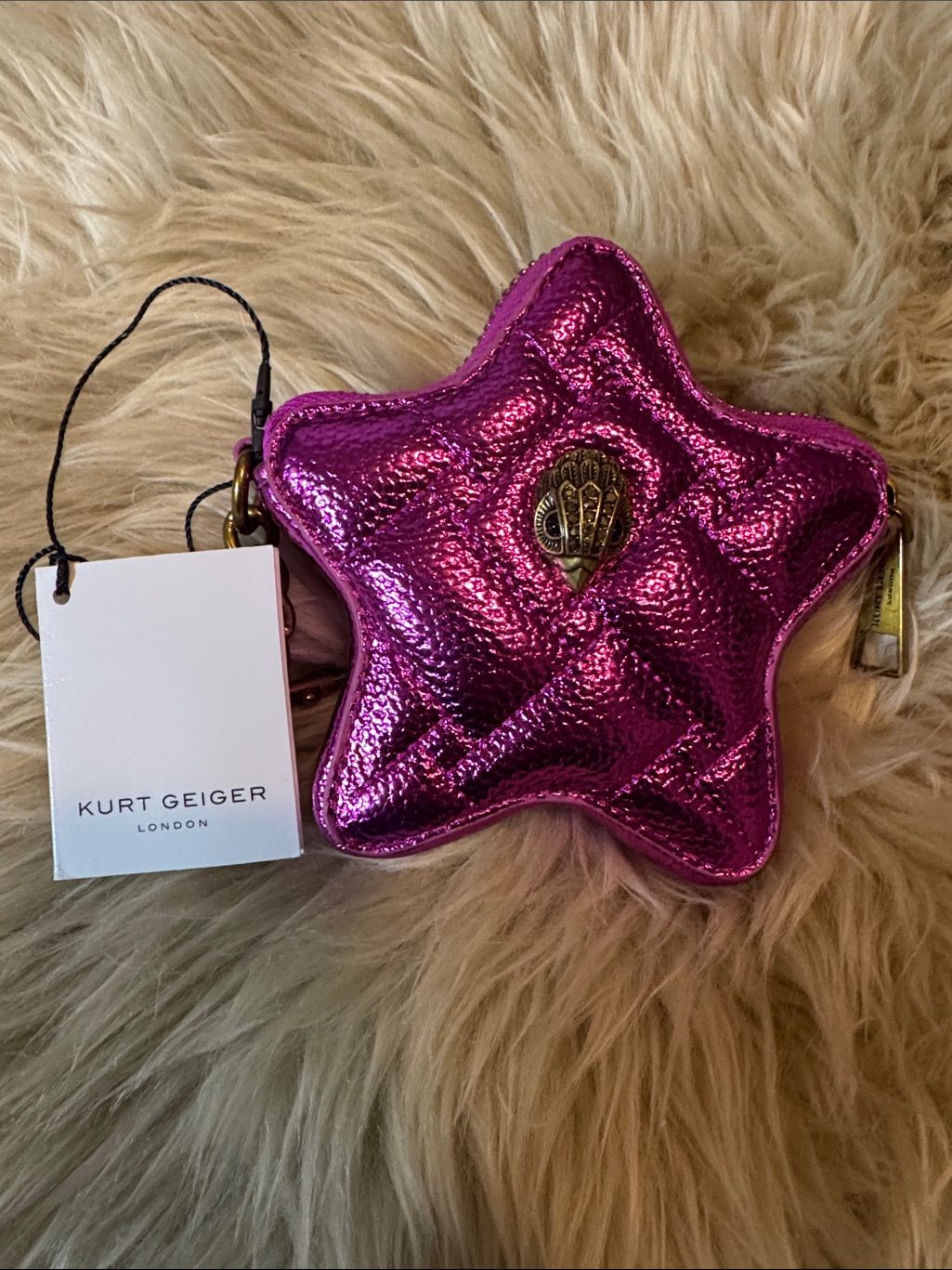 Kurt Geiger Metallic Fuchsia Star Crossbody Bag